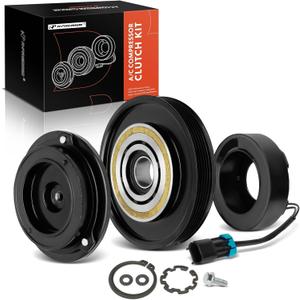 A-Premium Air Conditioner AC Compressor Clutch Kit Compatible with Freightliner Cascadia 2011-2017, Columbia 2015-2018 & Western Star 3700 2000-2001, 3800 1989-1997/1999-2001, With 6 Groove Pulley
