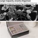 Dandelion Glass Jewelry Box,Velvet Jewelry Organizer with10.1x7.1x3.7 Inches, Jewlry Box for Women Bridesmaid Christmas Teacher Gifts(Black Silver)