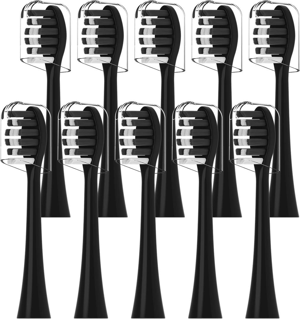 Toothbrush Heads Replacement Compatible with Gleem Electric Toothbrush - Brush Heads Refills Compatible with Gleem, Black, 10 Count