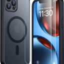 SPIDERCASE for iPhone 12 Pro Max Case, Magnetic Translucent Matte Case with 2PCS Tempered Glass Screen Protector Slim Phone Case for iPhone 12 Pro Max 6.7'', Black