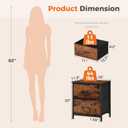 Sweetcrispy Night Stand with 2 Fabric Storage Drawers, Bedside Table, Brown, 11.8"D x 18"W x 20"H , 1 Pack