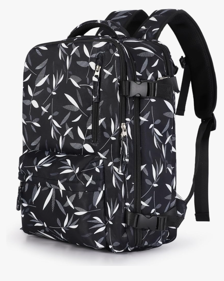 SEAFEW Large Travel Vacuum Backpack, Seal Compression Vacpack with Travel Pump, Carry on Suitcase Luggage Flight Approved for Men Women Personal Item with USB Charging Port, Leaf Black