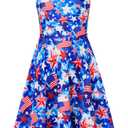 Funnycokid Toddler Girls Patriotic Dress 4th of July Anniversary Sundress USA Independence 4t 5t Memorial Day American Flag Outfit 4-5 Years (S)