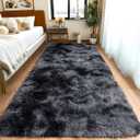 Fluffy Runner Rugs for Bedroom 2x6, Modern Shaggy Area Rug for Hallway Living Room, Plush Soft Fuzzy Bedside Carpet for Kids Girls Boys Room Nursery Decor, Dark Grey