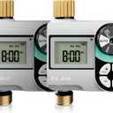 [2 Pack] QUOBAS Digital Water Timer, Programmable Sprinkler Controller, Large LCD Display, Auto/Manual/Delay Modes, for Garden Hose Watering and Drip Irrigation System