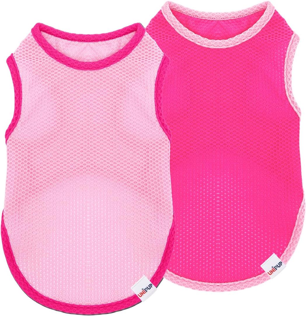 2 Pack Cooling Shirts for Dogs, Lightweight Mesh Breathable Dog Shirt for Medium Dogs Girl,Sun-Protection Sleeveless Shirts for Dog&Cat Puppy Vest Pet Apparel, Pink 2XL