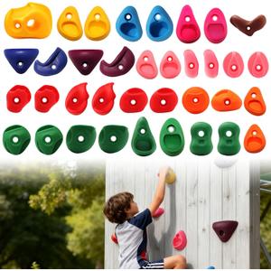 36 PCS Rock Climbing Wall for Kids, Rock Wall Climbing Holds, Adults Climbing Grip Kits Holds Up to 230 lbs for Outdoor Indoor Home Playground Climbing Wall Holds