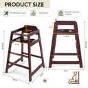 Wooden High Chairs for Babies and Toddlers, Burgundy | Restaurant-Style Stackable, Commercial Grade Solid Wood, For Dining Table & Kitchen, Easy to Clean Baby Booster Seat