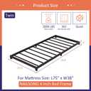 Nailsong 4 Inch Twin Bed Frames Low Profile, Twin Platform Bed Frame No Box Spring Needed, Heavy Duty Metal, Easy Assembly, Black