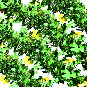 66 Ft St.Patrick's Day Tinsel Garland 2Pcs Green with Shamrock Saint Patricks Day Decorations for Saint Patrick's Day Party Decor Shiny Hanging Clover Green Tinsel Garland