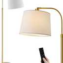 Oneach 62" Arc Floor Lamp for Living Rooms, Gold Tall Standing Lamps with Remote and Stepless Dimmable Bulb, Modern Reading Light for Bedrooms Corner Nursery Kid Office (Bulb Included) (Gold - Remote Control)