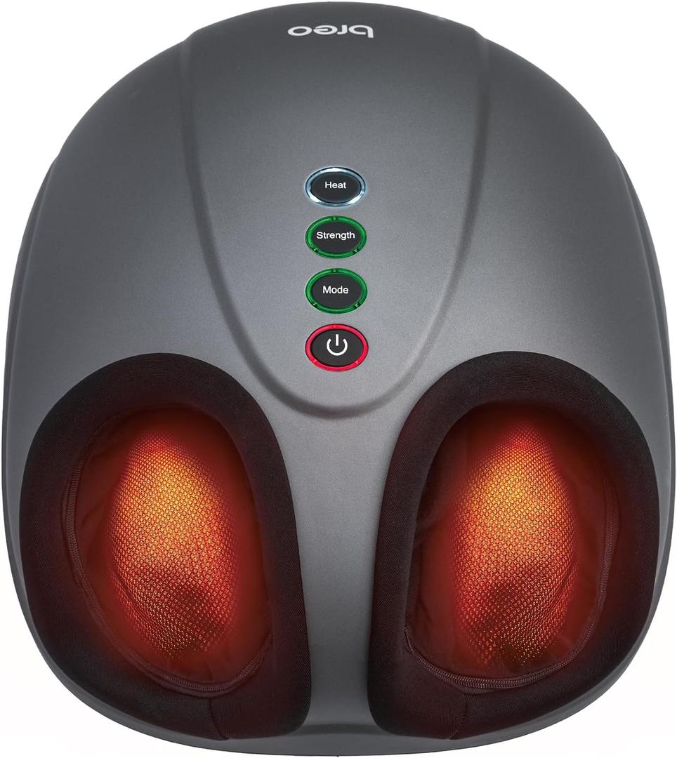 Breo Foot Massager with Heat, Deep Tissue Kneading, Shiatsu Massage Machine for Relax, Relieve Foot Pain, Plantar Fasciitis, Fits Feet Up to Men Size 12, Mother's Day Gift