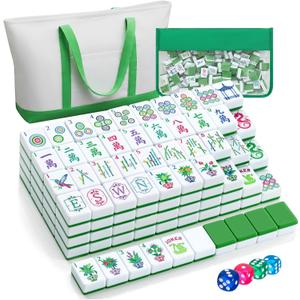 Soulchen 1.2'' American Mahjong Set, 168 Pcs Green Houseplant Tiles with 2 Carrying Bags Accessories Complete American Mahjong Tile Set for Women Tabletop Travel Games Lover Beginner Collection Gift