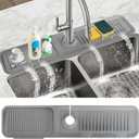 24 inch Silicone Kitchen Sink Splash Guard, 5 Slope Splash Guard for Kitchen Sink Area, Faucet Draining Mat for Kitchen Sink, Gray