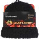 Heat Logic Women Winter Beanie Hat, Warm Stretchy Skull Cap, Soft Cozy Cap, Knit Beanie in Multiple Colors (Black+boucle)