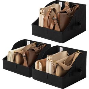 GRANNY SAYS Closet Organizer Bins, Trapezoid Storage Bin, Storage Baskets for Shelves, Collapsible Clothes Organizers and Storage, Baskets for Organizing, Black, 3-Pack (11 "L x 11 "W x 7 "H)