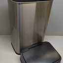 Ninestars 13 Gallon Automatic Trash Can, 50L Touchless Motion Sensor Garbage Can with Odor-Sealing Lid, Rectangular Stainless Steel, Black Trim