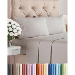 Full Size 4 Piece Sheet Set - Comfy Breathable & Cooling Bed Sheets Set - Hotel Luxury Bedding for Women, Men, Kids, Teens, Boys & Girls - Deep Pockets, Soft and Wrinkle Free - Oeko-Tex - Light Grey