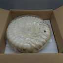 KCO Lighting Round Large LED Flush Mount Ceiling Light Yellow Ribbed Glass Flush Mount Light Mid Century Modern Bedroom Ceiling Lamp Unique Entryway Ceiling Light Fixtures