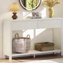FATORRI Entryway Console Table with 2 Drawers, Modern Sofa Table for Living Room, Couch Tables Behind Sofa and Hallway Tables with Storage (47.2 inch, Antique White)