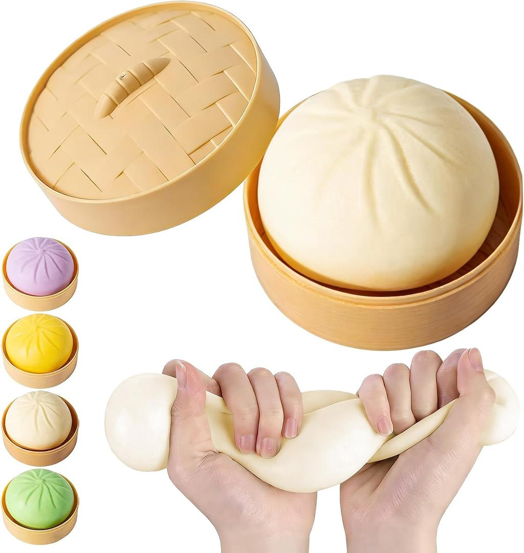 2PCS, Soft Dumpling Squishy Comes with Small One in Any Color, Fidget Toys Adults and Teens, Slow Rising Stress Ball Fidget, Squeeze Toys for Stress Relief Gifts(Beige)