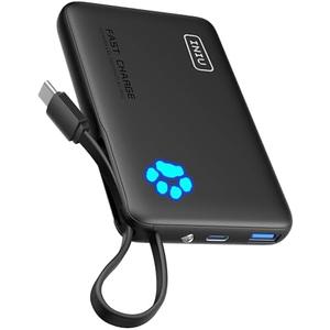 INIU 45W Portable Charger, 10000mAh Built-in USB C Cable Fast Charging Power Bank, Small Type C Battery Pack, Powerbank for iPhone 16 15 14 13, iPad, Samsung S25 S24 etc. Travel Camping Essentials