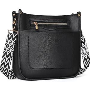 TANTOMI Vegan Leather Crossbody Bags for Women Hobo Travel Purse Multi-Pocket Trendy Handbags & Womens Crossbody Bag, Black 