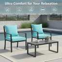 22x22 Inch Patio Chair Cushions Set of 2, Outdoor Furniture Cushions - Removable Cover, Water-Repellent, Fade-Resistant, Non-Slip Bottom & Straps, Replacement for Lawn, Porch & Deck Chair - Light Blue, 2 Pack | 22''x22''