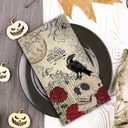 Halloween Guest Napkins Skull Crow Rose 3 Ply Disposable Paper Napkins Vintage Gothic Dinner Guest Hand Towel Napkins for Party Table Decor, 50Pcs