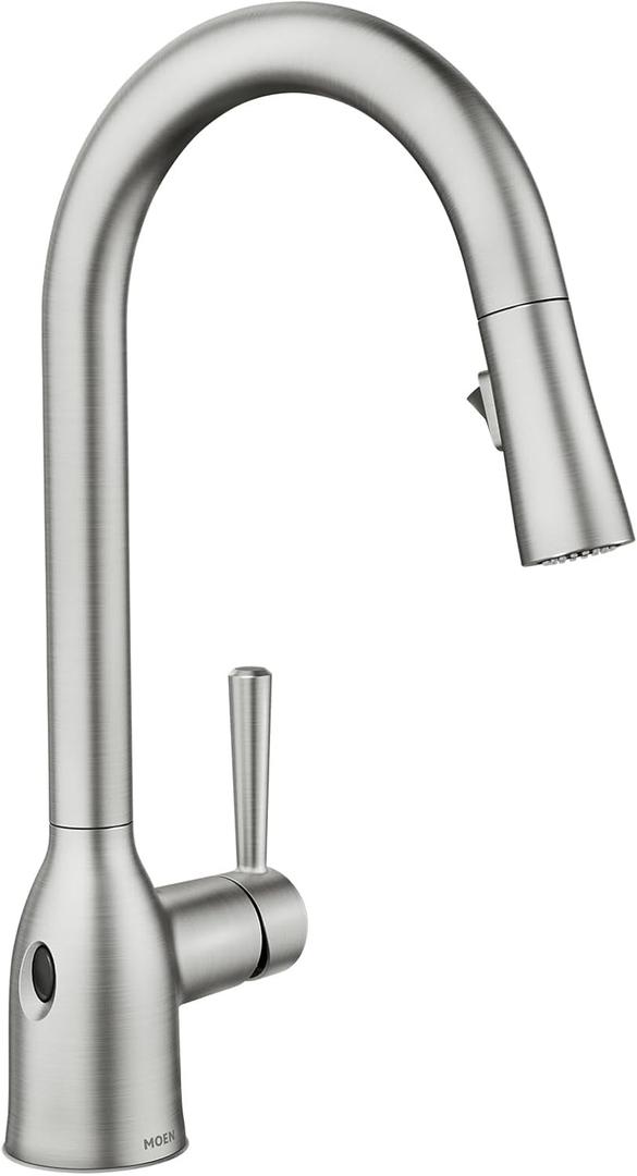 Moen Adler Spot Resist Stainless Motionsense Wave Sensor Touchless One Handle Pulldown Kitchen Faucet Featuring Power Clean, 87233EWSRS