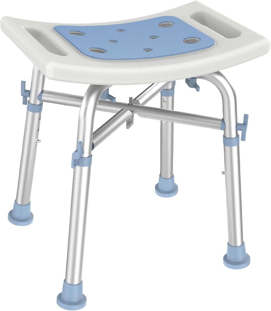 Shower Stool for Inside Tub,Heavy Duty Supports 500 lbs,Sturdy Aluminum Bath Chair,Slip Resistant Shower Bench,Height-Adjustable Shower Seat for Seniors and Disabled