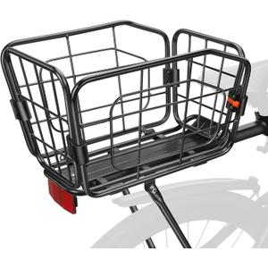 ONVIAN Rear Bike Rack, Aluminum Alloy Bike Cargo Rack, 22L Large Capacity Bicycle Basket, Foldable & Removable for Adult Bikes