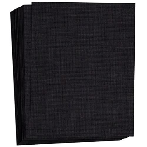 Hamilco Colored Cardstock Scrapbook Paper 8.5x11 Linen Textured Color Card Stock Paper Black 80 lb Cover 50 Pack
