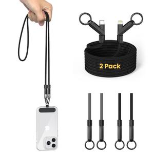 USB C to Lightning Apple iPhone Charger Cable, 2 in 1 Phone Lanyard Cable Crossbody for Travel, Nylon Braided Fast Charging Cable Data Sync Cord for iPhone Camera Strap Rotatable Metal Buckles 6FT/2M