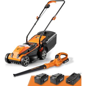 LawnMaster 24VMWBL 24V Max 13-inch Cordless Lawn Mower and Cordless Leaf Blower Combo with 2x4.0Ah Batteries and Charger