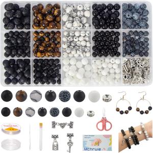 Mchruie Stone Beads for Jewelry Making, Charm Bracelet Making Kit, 450Pcs Beads for Bracelets Making Kit DIY Magnetic Bracelets for Couples Lovers