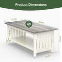 YOSHOOT 39.4" Farmhouse Coffee Table, Small Coffee Tables for Living Room