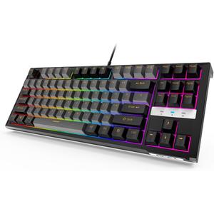 NPET CR87 Mechanical Gaming Keyboard, Hot-Swappable 87-Key Compact, RGB Gaming Keyboard with 45g Red Switches, Anti-Ghosting, for PC Gaming & Typing, Beginner-Friendly (Black&Grey)