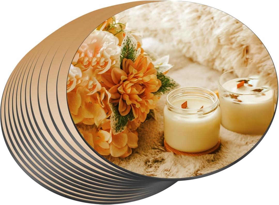 JAMBALAY 12 Round Mirror Centerpieces for Tables, 12PCS Color Glass Mirror Table Centerpieces, Mirror Plates, Mirror Tray for Wedding, Party Centerpieces and Christmas Decorations, Gold