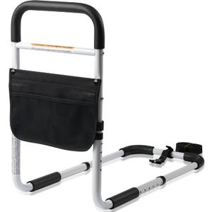 Panta Bed Rails for Elderly Adults, Adjustable Bed Assist Bar for Seniors, Medical Bed Safety Rail with Storage Bag and Fixing Strap, Portable Bed Cane Fit King, Queen, Full, Twin, Medium, Black