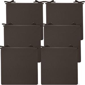 Preboun 6 Pack Outdoor Chair Cushions 19" x 19" x 3" Patio Waterproof Fade Resistant Seat Cushions with Ties Replacement Chair Pads for Patio Furniture Garden Sofa Couch (Brown)