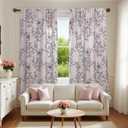 Semi Sheer Curtains 63 Inches Long 2 Panels - Back Tab & Rod Pocket Floral Botanical Line Art Curtain Drapes, Light Filtering Privacy Window Treatments for Modern Farmhouse Homes, 52Wx63L