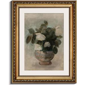InSimSea Retro Gold Framed Wall Art, Home Room Rose Flower Vintage Wall Decor, Canvas Print Artwork, Farmhouse Country Decor, Antique Picture Frame Floral Paintings, 11x14 Inch (14L" x 11W")