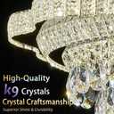 24" Gold Crystal Flush Mount Chandelier Modern LED Ceiling Light Fixture