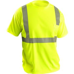 OccuNomix LUX-SSETP2B-Y5X Classic Standard Short Sleeve Wicking Birdseye T-Shirt with Pocket, Class 2, 100% ANSI Wicking Polyester Birdseye, 5X-Large, Yellow (High Visibility)