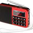 PRUNUS 429 Small Radio, Pocket Radio, AM FM Radios USB Charging, Large Button, Neodymium Speaker, Auto Save, USB Flash Drive, SD Card AUX Input MP3, Shortwave Radios for Elderly and Senior