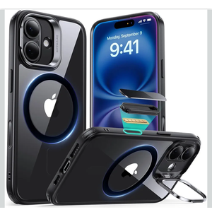 ESR for iPhone 17 Case, Compatible with, Military-Grade Protective Case, Built-in Stash Stand Phone Case, Scratch-Resistant Back Cover, Classic Series, Clear Black