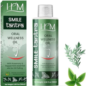 Pack of 4, Happy Moms Oil Pulling with Rosemary & Peppermint Essential Oils for Oral Health, Healthy Teeth and Gums, Alcohol Free Mouthwash, Teeth Whitening, Helps with Bad Breath and Freshens Mouth