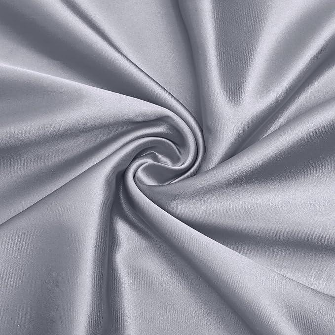 VACVELT Charmeuse Satin Fabric by The Yard, 60 Inch Wide Silver Grey Satin Fabric Shiny & Soft Cloth Fabric, Silky Satin Fabric for Bridal Dress, Wedding Decorations, Crafts, Sewing, Draping (1 Yard)