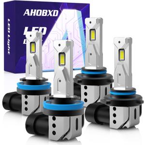 H11 H8 H9 9005 HB3 Bulbs 6500K White H11 9005 Car Light Bulbs Combo with Fan Super Bright Upgraded 900% 1:1 Size H11 9005 Halogen Replacement H11 Fog Light Bulbs Pack of 4